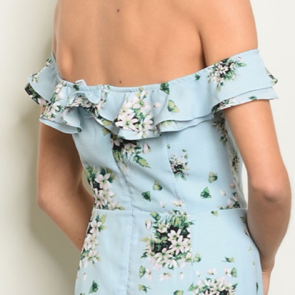 Brand New Floral Light Blue Off Shoulder Dress - Picture 4 of 8
